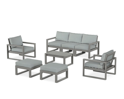POLYWOOD® EDGE Sectional 8-Piece Lounge Sofa Set in Slate Grey / Spa