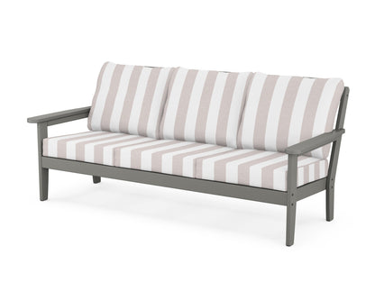 Country Living Cottage Deep Seating Sofa in Slate Grey / Cabana Stripe Dune Burlap