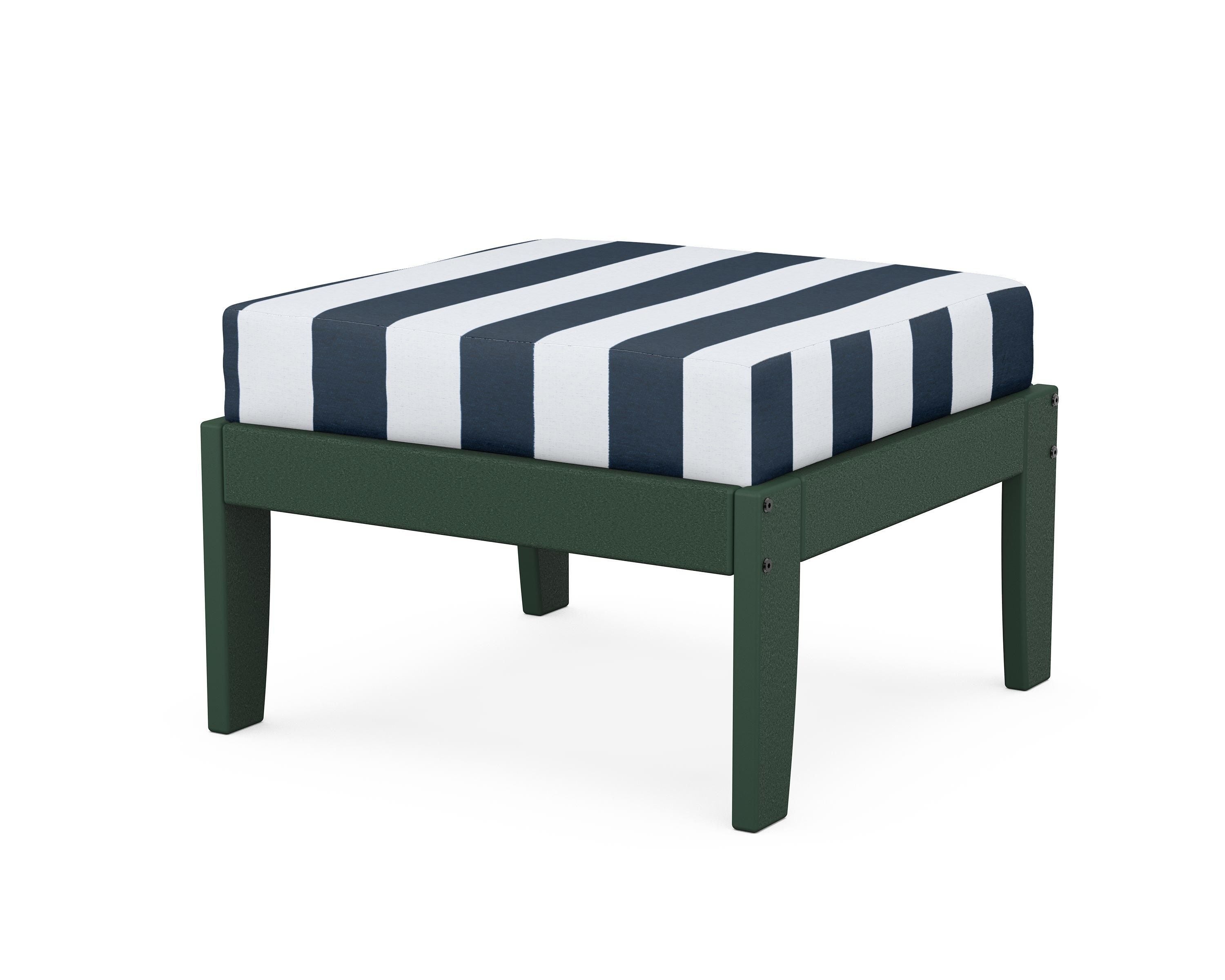 Unbranded Modular Ottoman - Classic in Green / Cabana Stripe Marine Indigo
