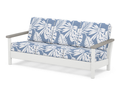 POLYWOOD® Harbour Deep Seating Sofa in White / Driftwood / Leaf Sky Blue