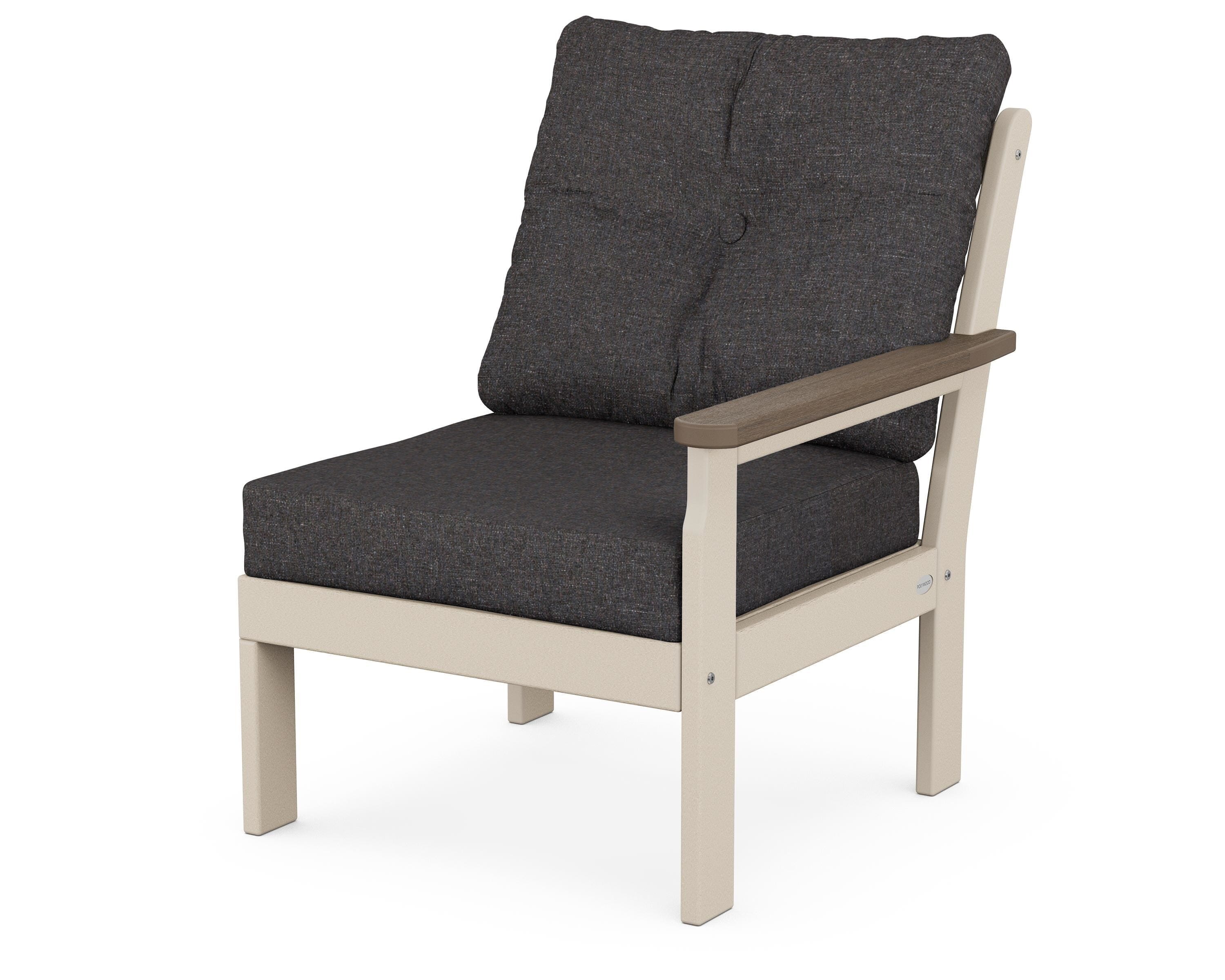 POLYWOOD® Vineyard Modular Right Arm Chair in Sand / Kona / Ash Charcoal