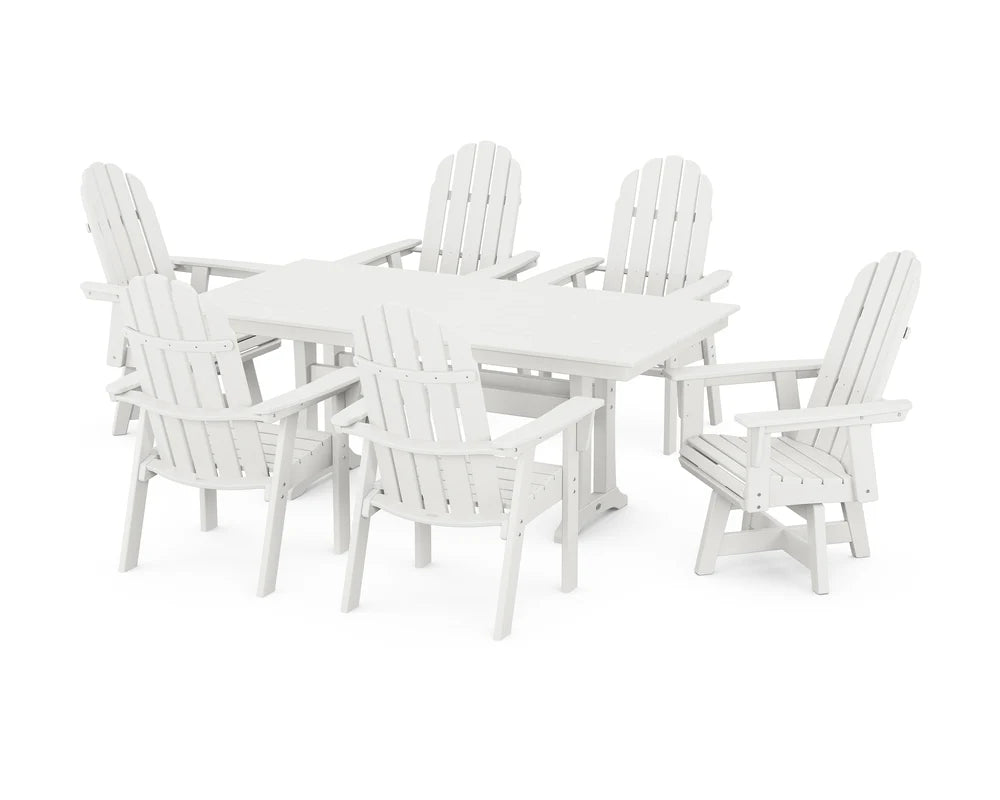 Vineyard Curveback Adirondack Swivel Chair 7-Piece Farmhouse Dining Set