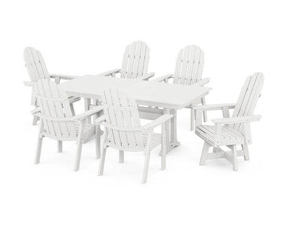 Vineyard Curveback Adirondack Swivel Chair 7-Piece Farmhouse Dining Set