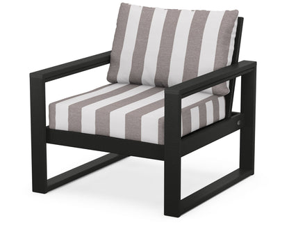 POLYWOOD® EDGE Club Chair in Black / Cabana Stripe Grey Mist