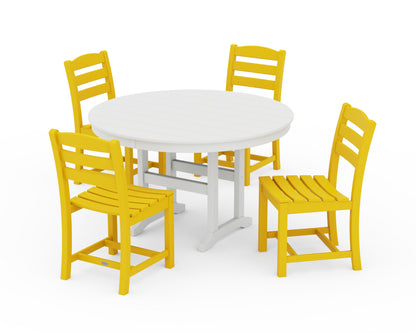 POLYWOOD® La Casa Café Side Chair 5-Piece Round Farmhouse Dining Set in Lemon / White