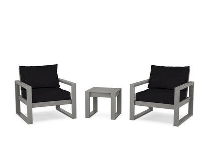POLYWOOD® EDGE Sectional 3-Piece Deep Seating Set in Slate Grey / Midnight Linen