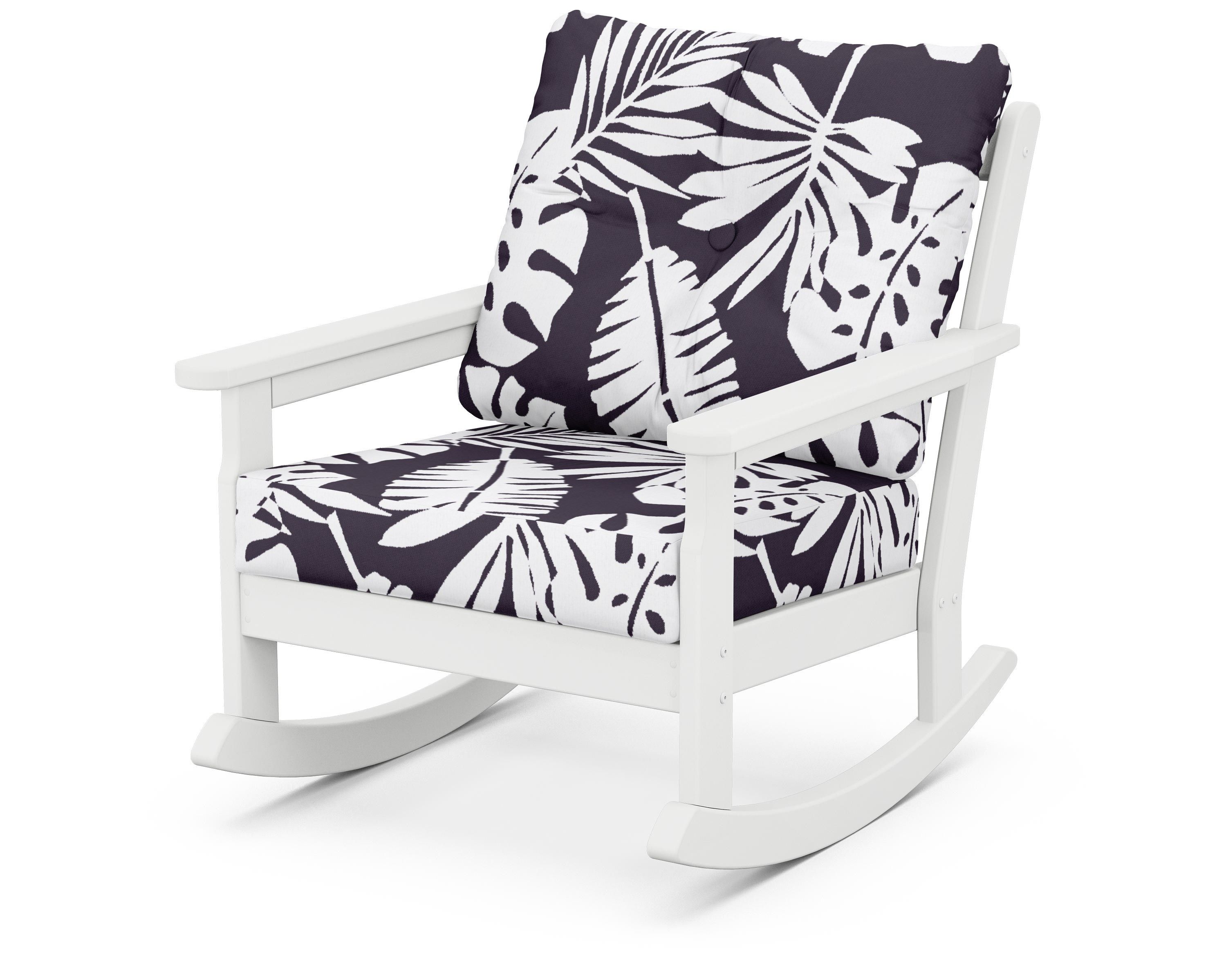 POLYWOOD® Vineyard Deep Seating Rocking Chair in White / Leaf Navy