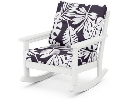 POLYWOOD® Vineyard Deep Seating Rocking Chair in White / Leaf Navy