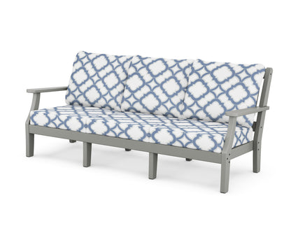 Martha Stewart by POLYWOOD® Chinoiserie Deep Seating Sofa in Slate Grey / Trellis Sky Blue