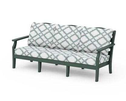 Draper James™ by  POLYWOOD® Savannah Deep Seating Sofa in Green / Trellis Glacier Spa