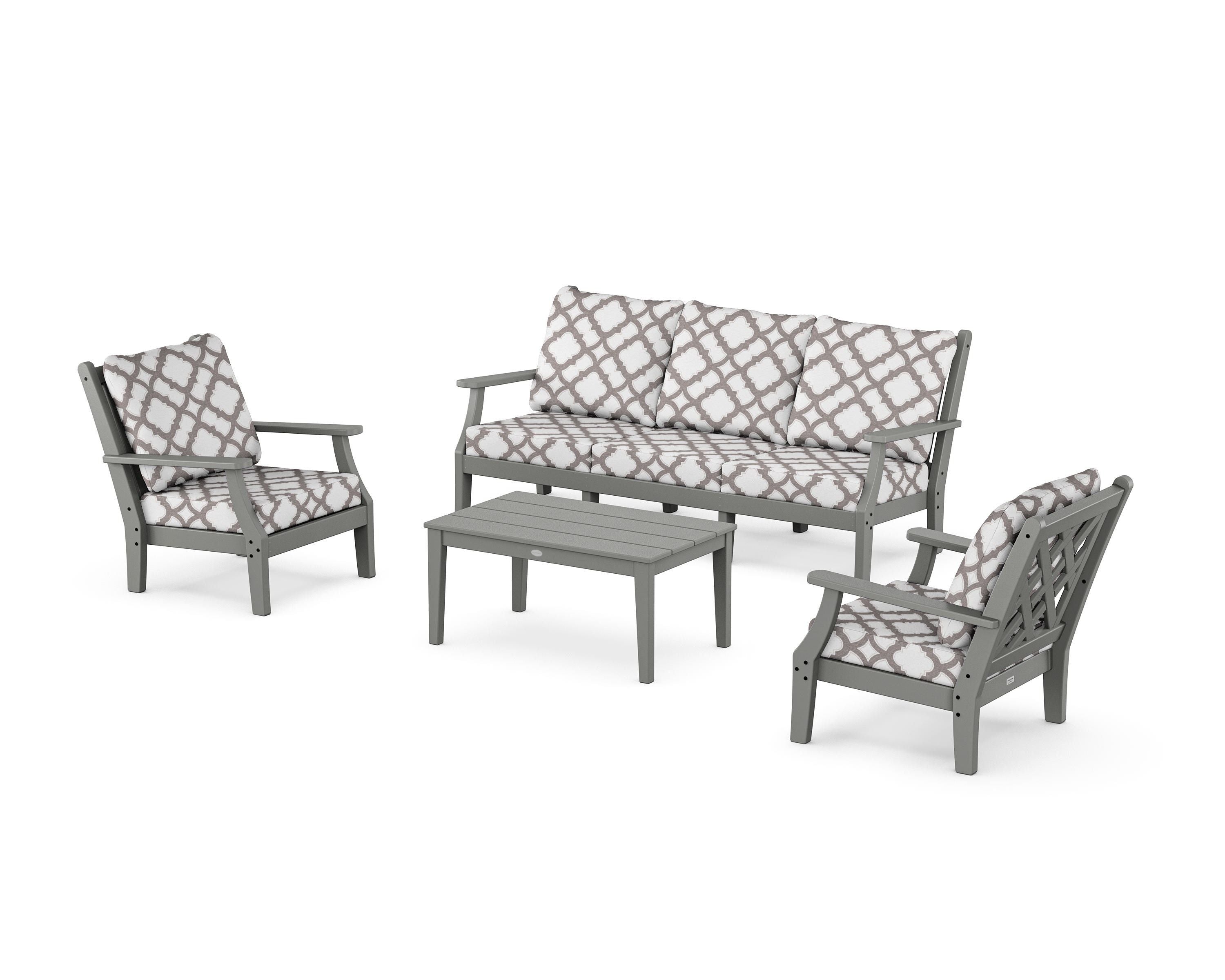 Country Living Wovendale 4-Piece Deep Seating Set with Sofa in Slate Grey / Trellis Grey Mist