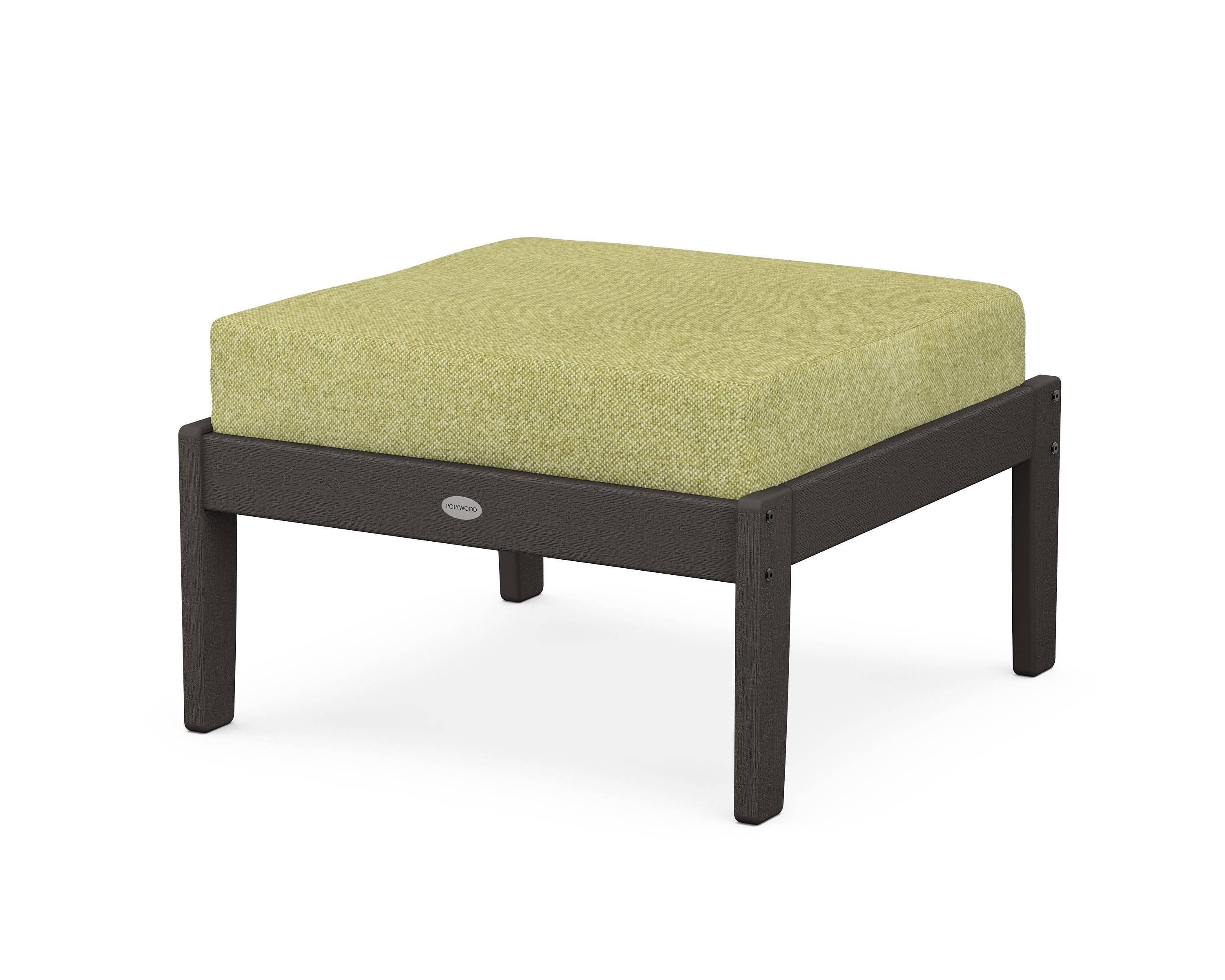 POLYWOOD® Braxton Deep Seating Ottoman in Vintage Coffee / Chartreuse Boucle