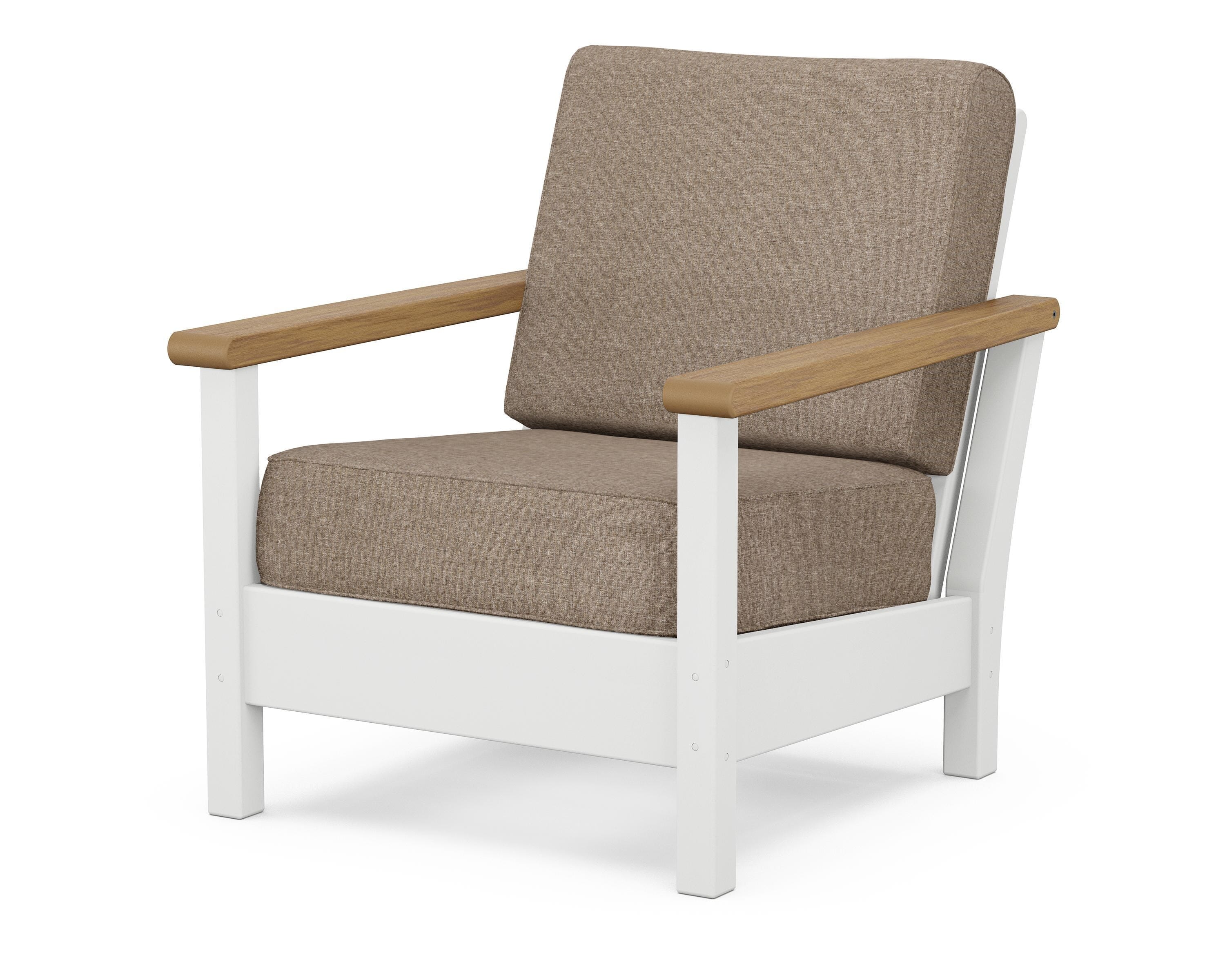 POLYWOOD® Harbour Deep Seating Chair in White / Natural / Spiced Burlap