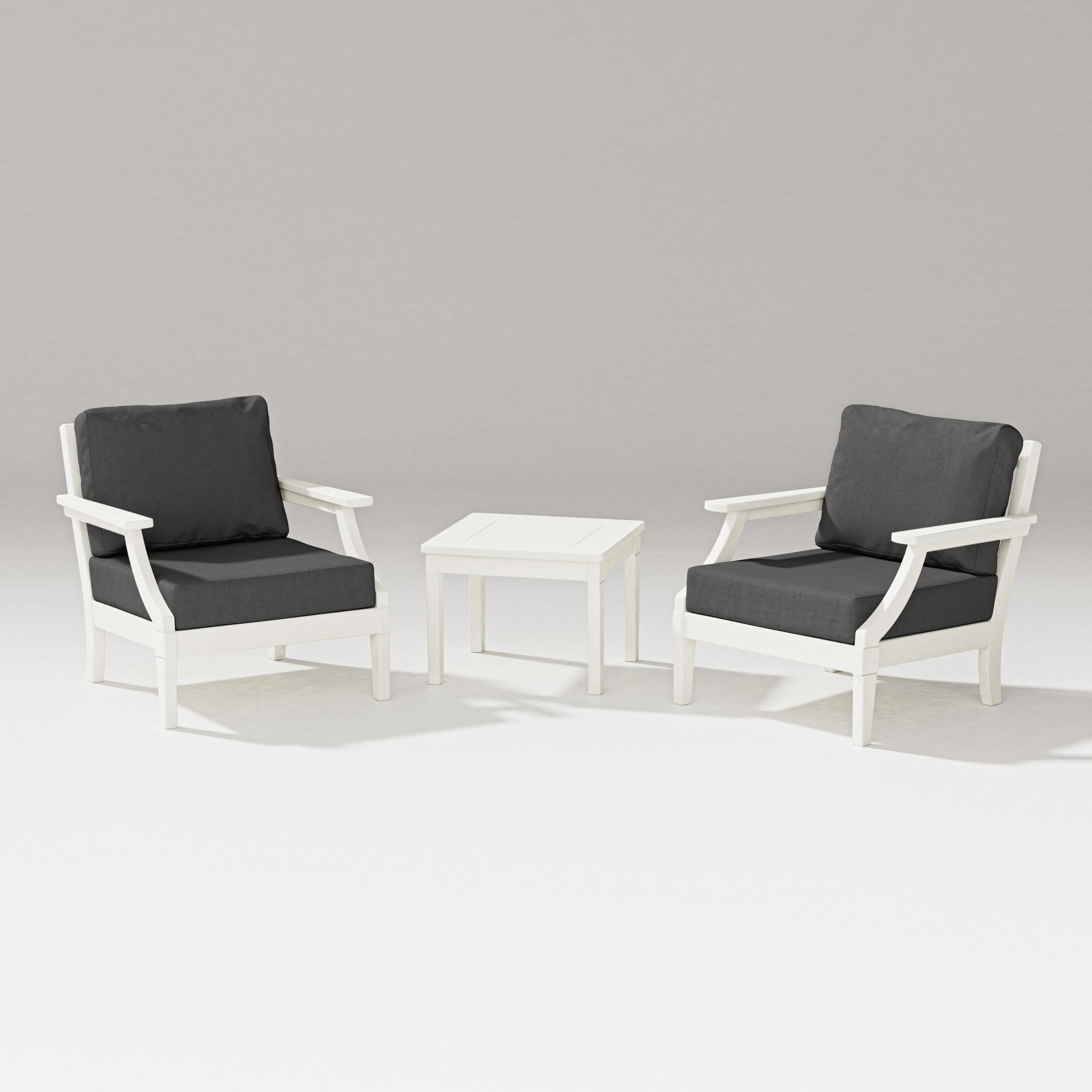 PW Designer Series Estate 3-Piece Lounge Chair Set in Vintage White / Spectrum Carbon