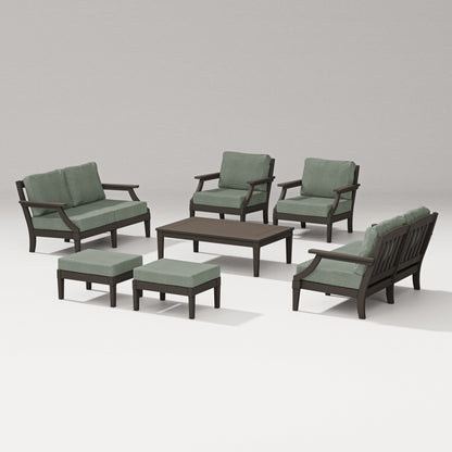 PW Designer Series Estate 7-Piece Lounge Loveseat Set in Vintage Coffee / Cast Sage