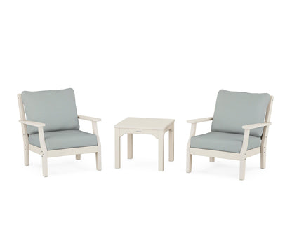 Martha Stewart by POLYWOOD® Chinoiserie 3-Piece Deep Seating Set in Sand / Spa
