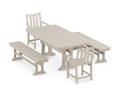 POLYWOOD® Traditional Garden 5-Piece Dining Set with Trestle Legs in Sand