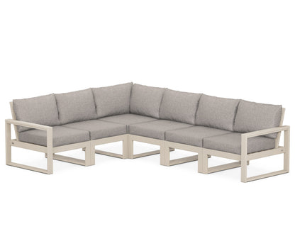 POLYWOOD® EDGE 6-Piece Modular Deep Seating Set in Sand / Weathered Tweed