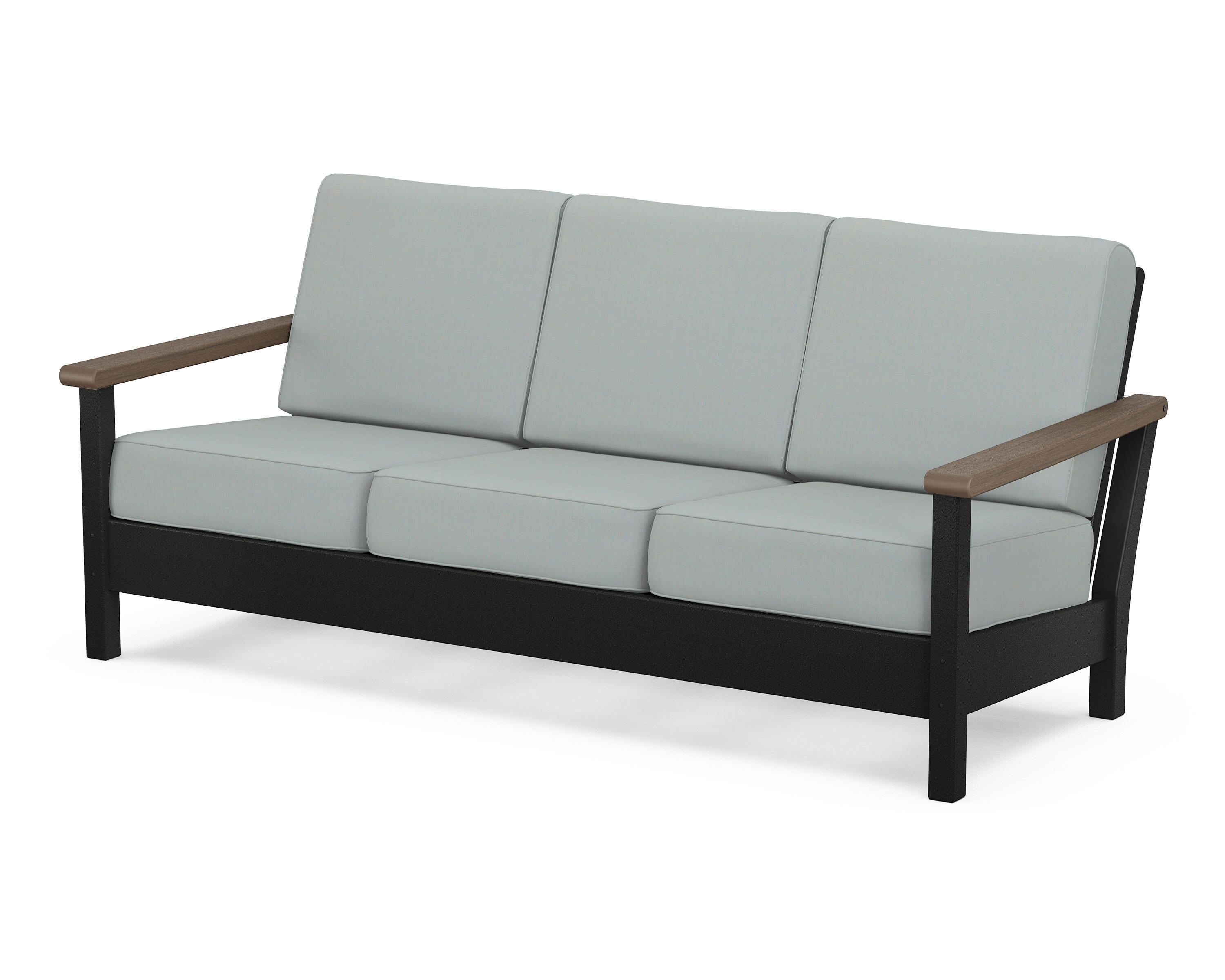 POLYWOOD® Harbour Deep Seating Sofa in Black / Kona / Spa
