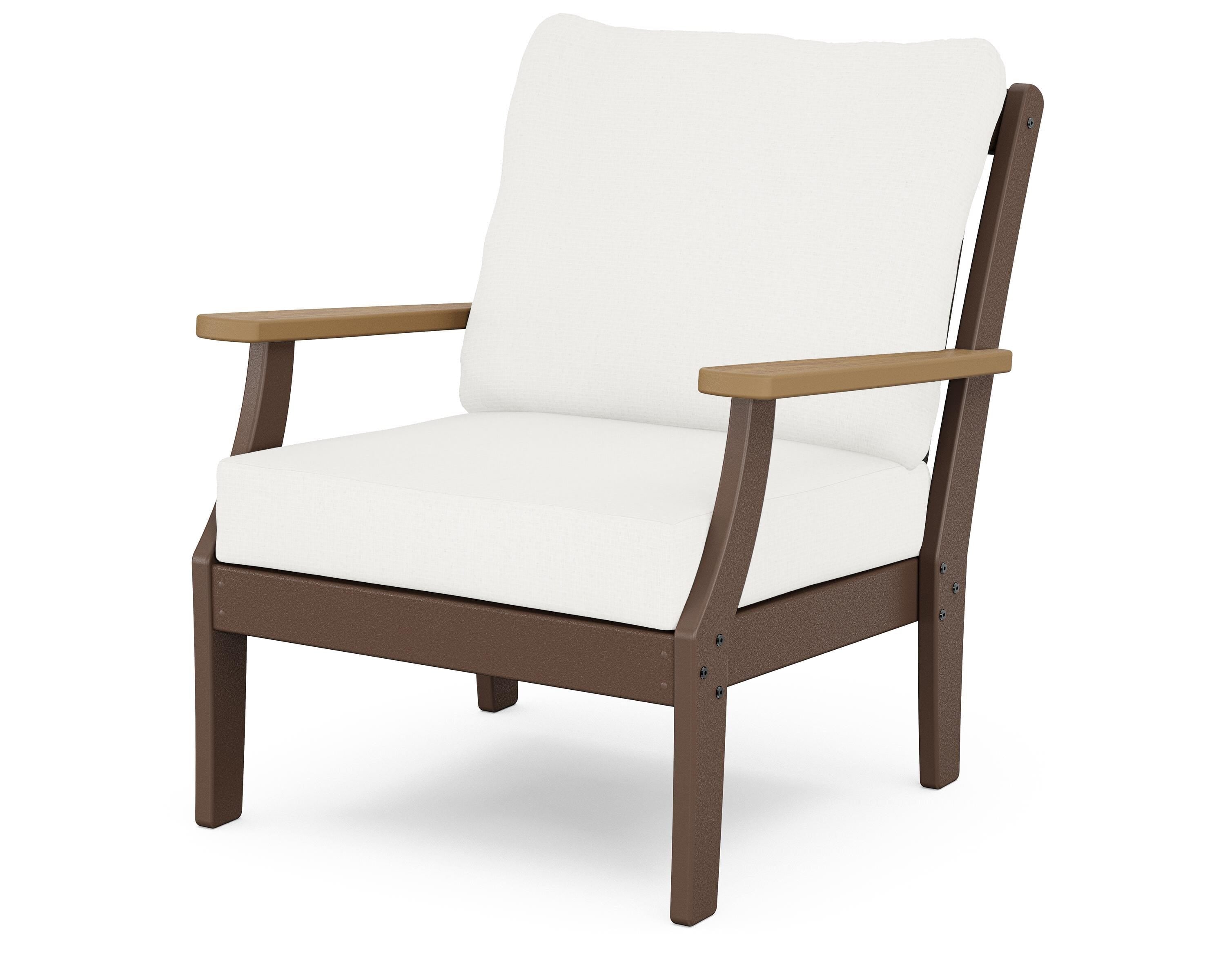 POLYWOOD® Braxton Deep Seating Chair in Mahogany / Natural / Natural Linen