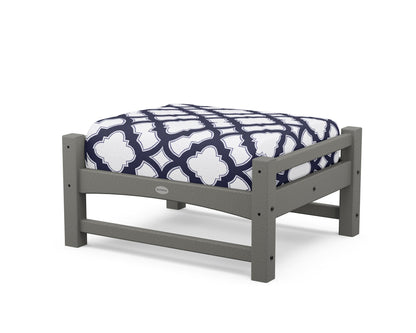 POLYWOOD® Club Ottoman in Slate Grey / Trellis Navy