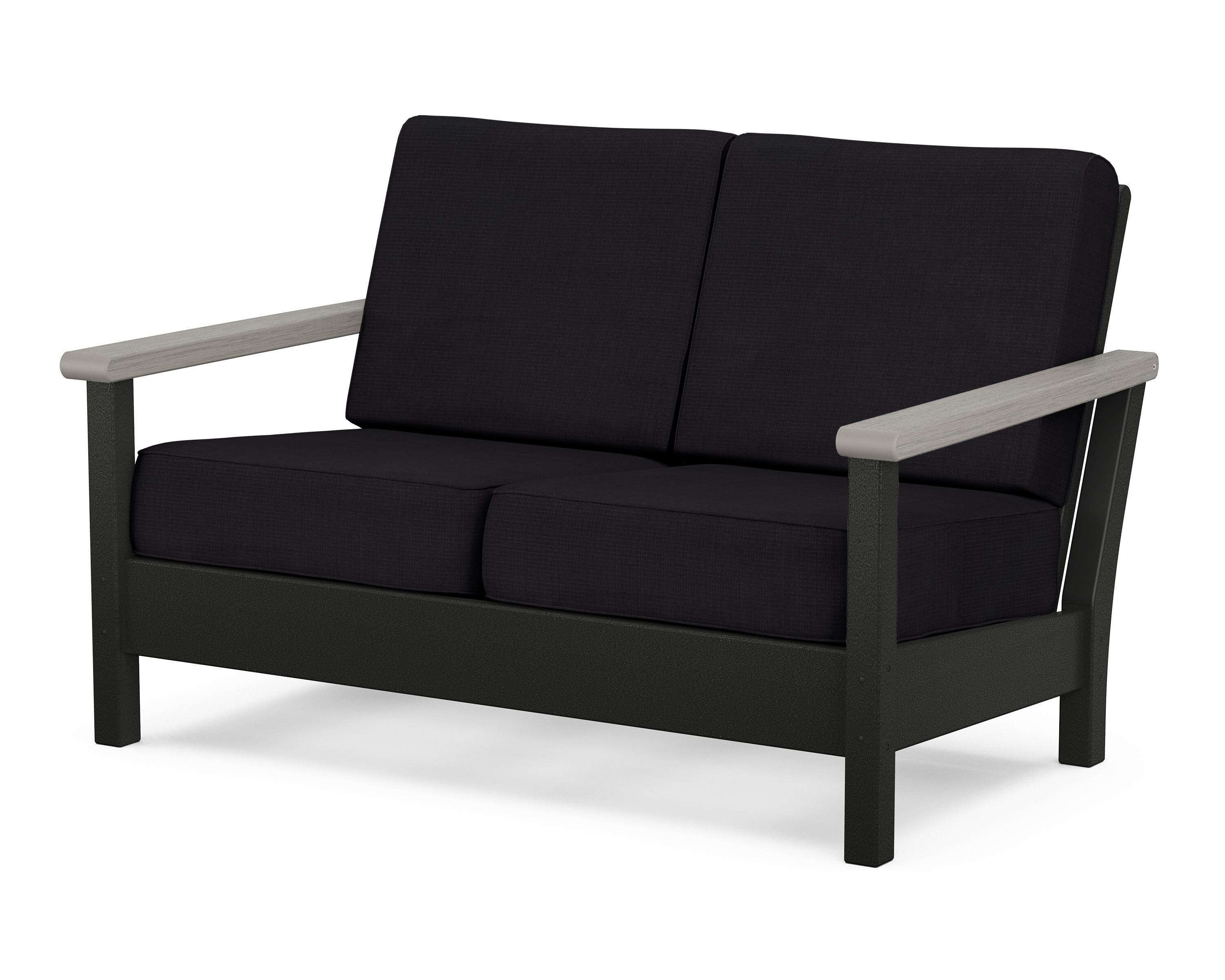 POLYWOOD® Harbour Deep Seating Loveseat in Black / Driftwood / Midnight Linen