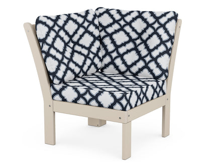 POLYWOOD® Vineyard Modular Corner Chair in Sand / Trellis Marine Indigo