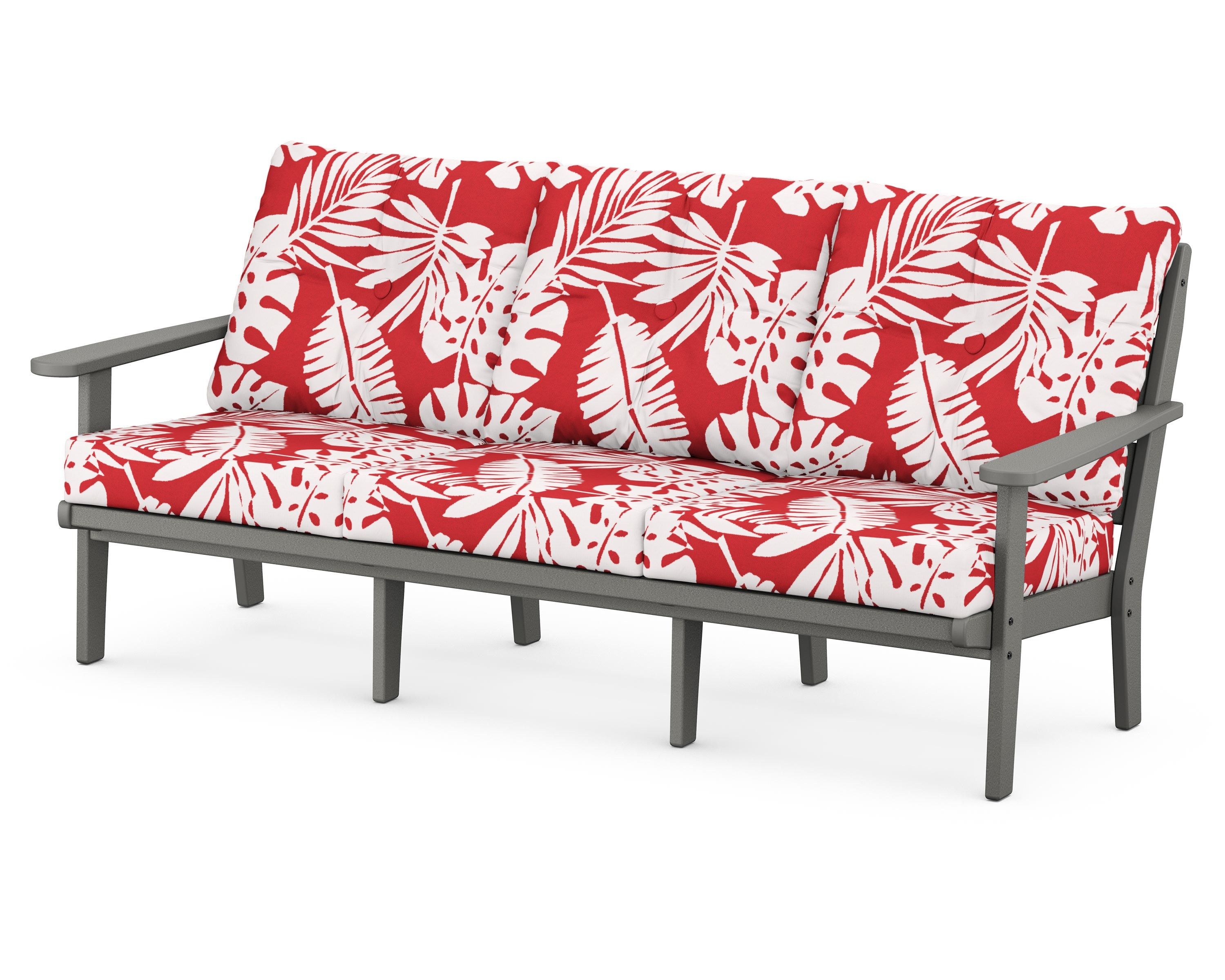 POLYWOOD® Lakeside Deep Seating Sofa in Slate Grey / Leaf Crimson