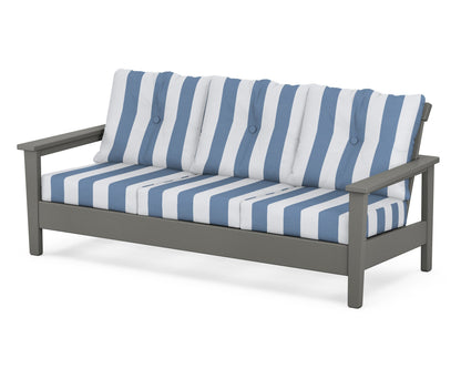POLYWOOD® Prescott Deep Seating Sofa in Slate Grey / Cabana Stripe Sky Blue