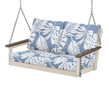 POLYWOOD® Vineyard Deep Seating Swing in Sand / Kona / Leaf Sky Blue