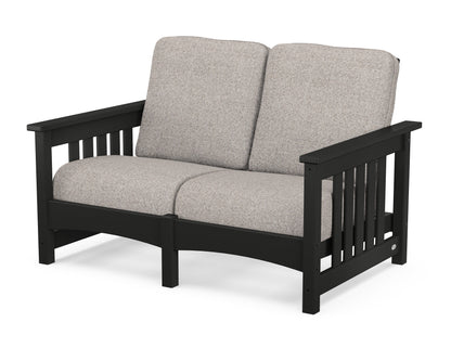 POLYWOOD® Club Mission Loveseat in Black / Weathered Tweed