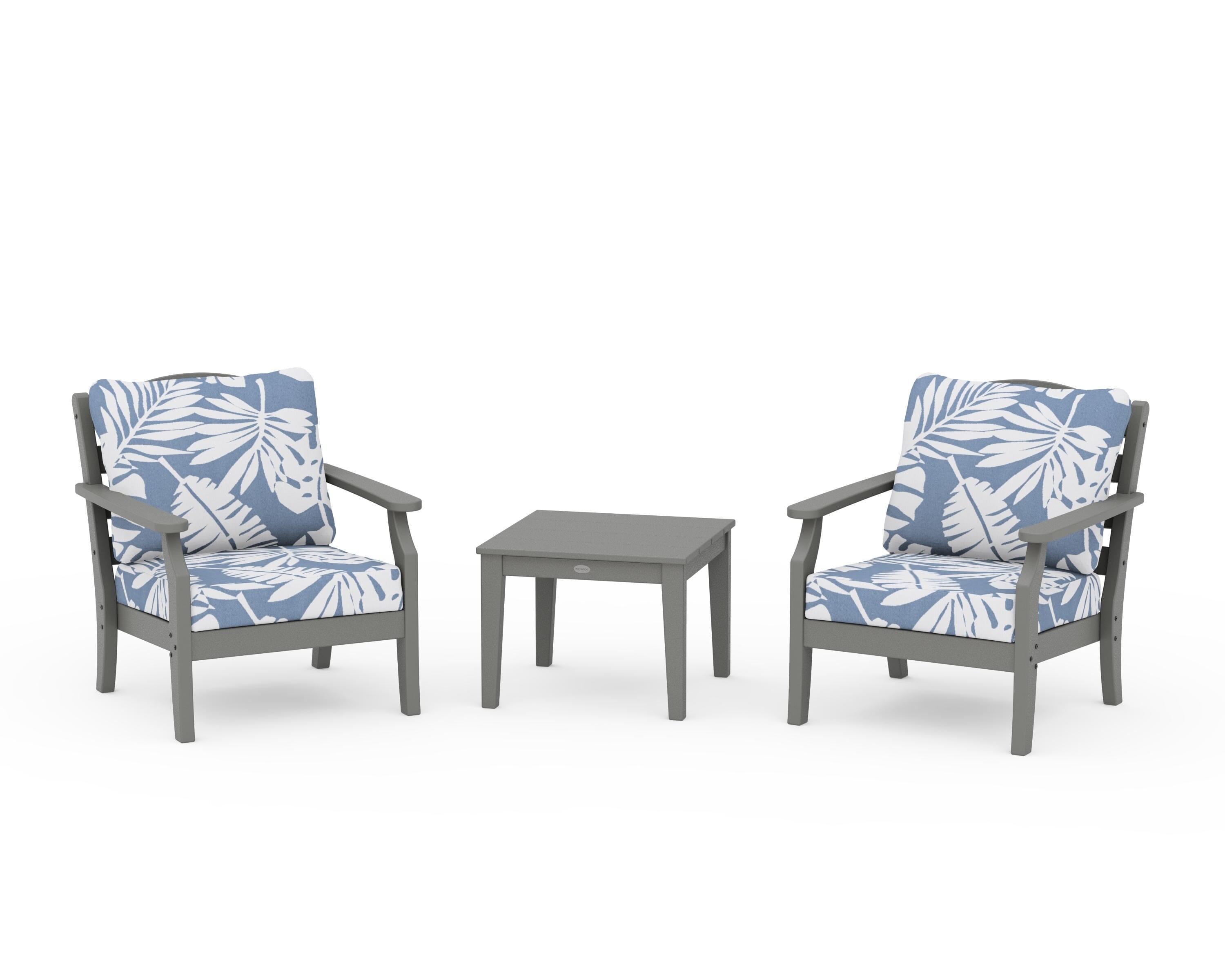 Draper James™ by  POLYWOOD® Savannah 3-Piece Deep Seating Set in Slate Grey / Leaf Sky Blue