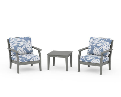 Draper James™ by  POLYWOOD® Savannah 3-Piece Deep Seating Set in Slate Grey / Leaf Sky Blue