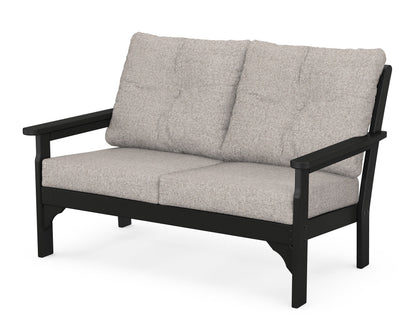 POLYWOOD® Vineyard Deep Seating Loveseat in Black / Weathered Tweed