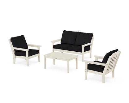 Country Living Cottage 4-Piece Deep Seating Set with Loveseat in Sand / Midnight Linen