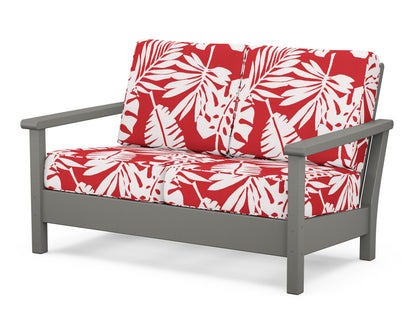 POLYWOOD® Harbour Deep Seating Loveseat in Slate Grey / Leaf Crimson