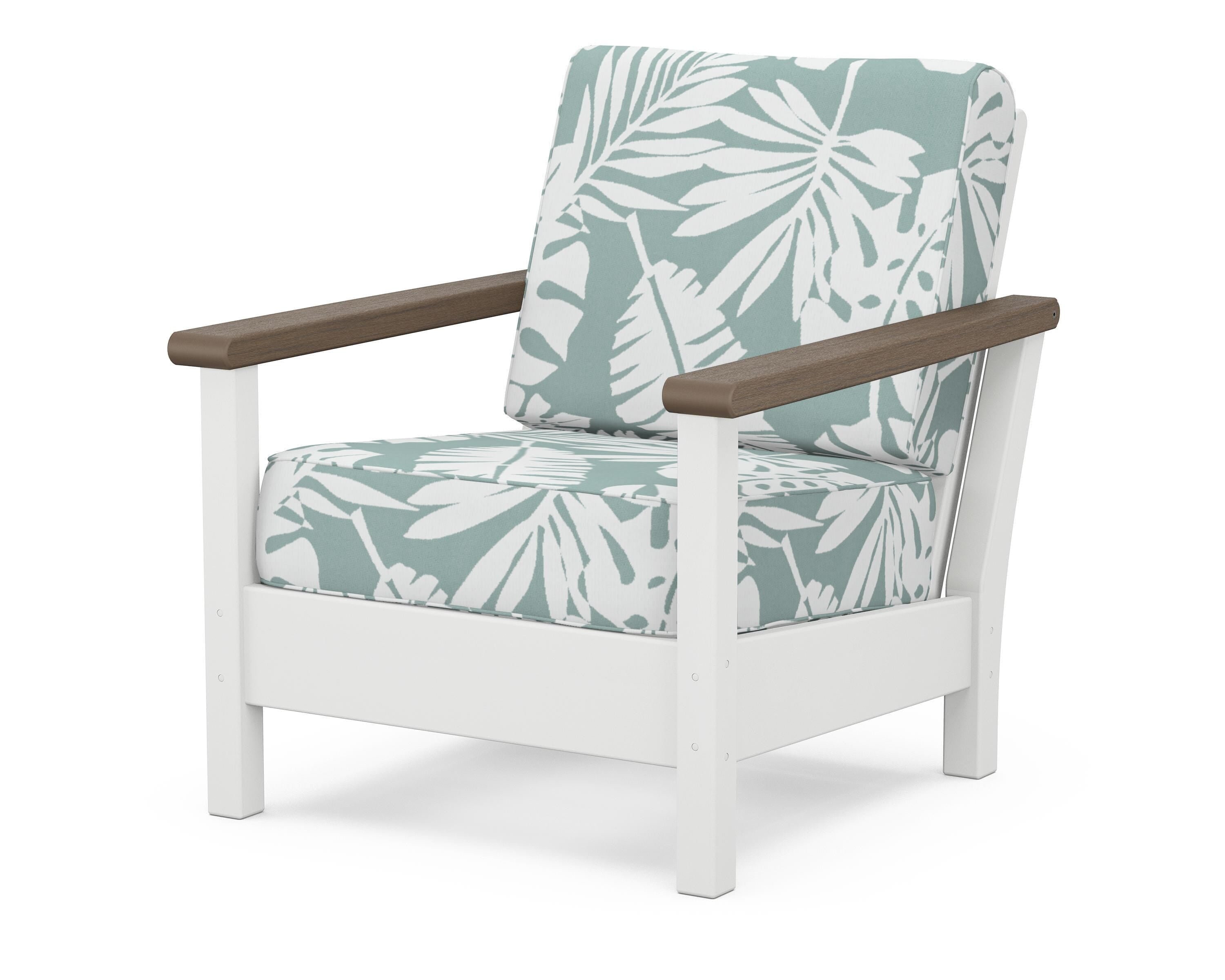 POLYWOOD® Harbour Deep Seating Chair in White / Kona / Leaf Glacier Spa