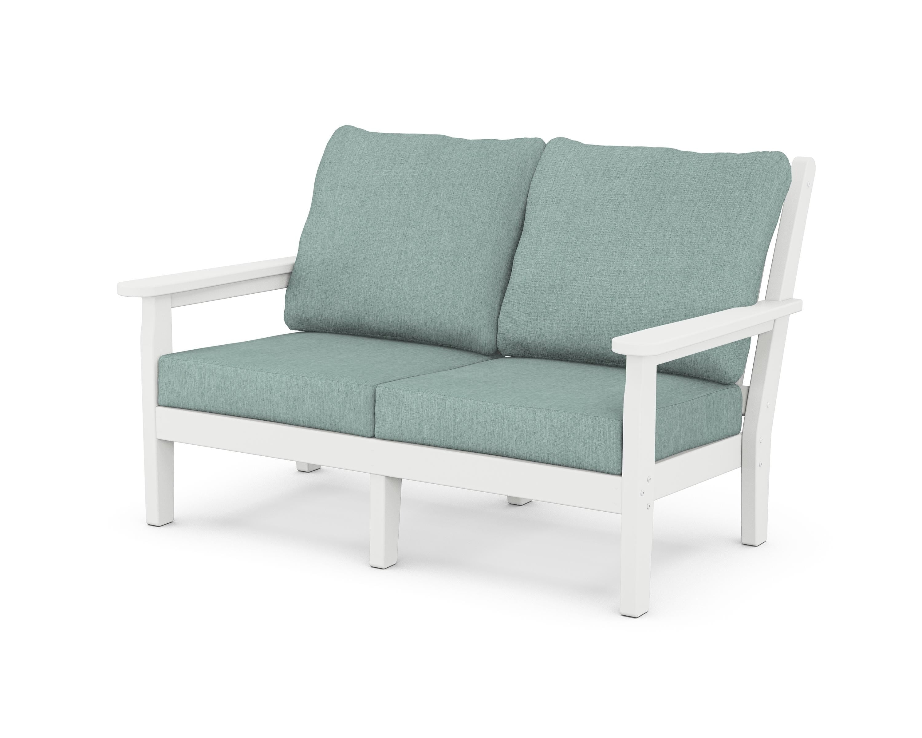 POLYWOOD® Chippendale Deep Seating Loveseat in White / Glacier Spa