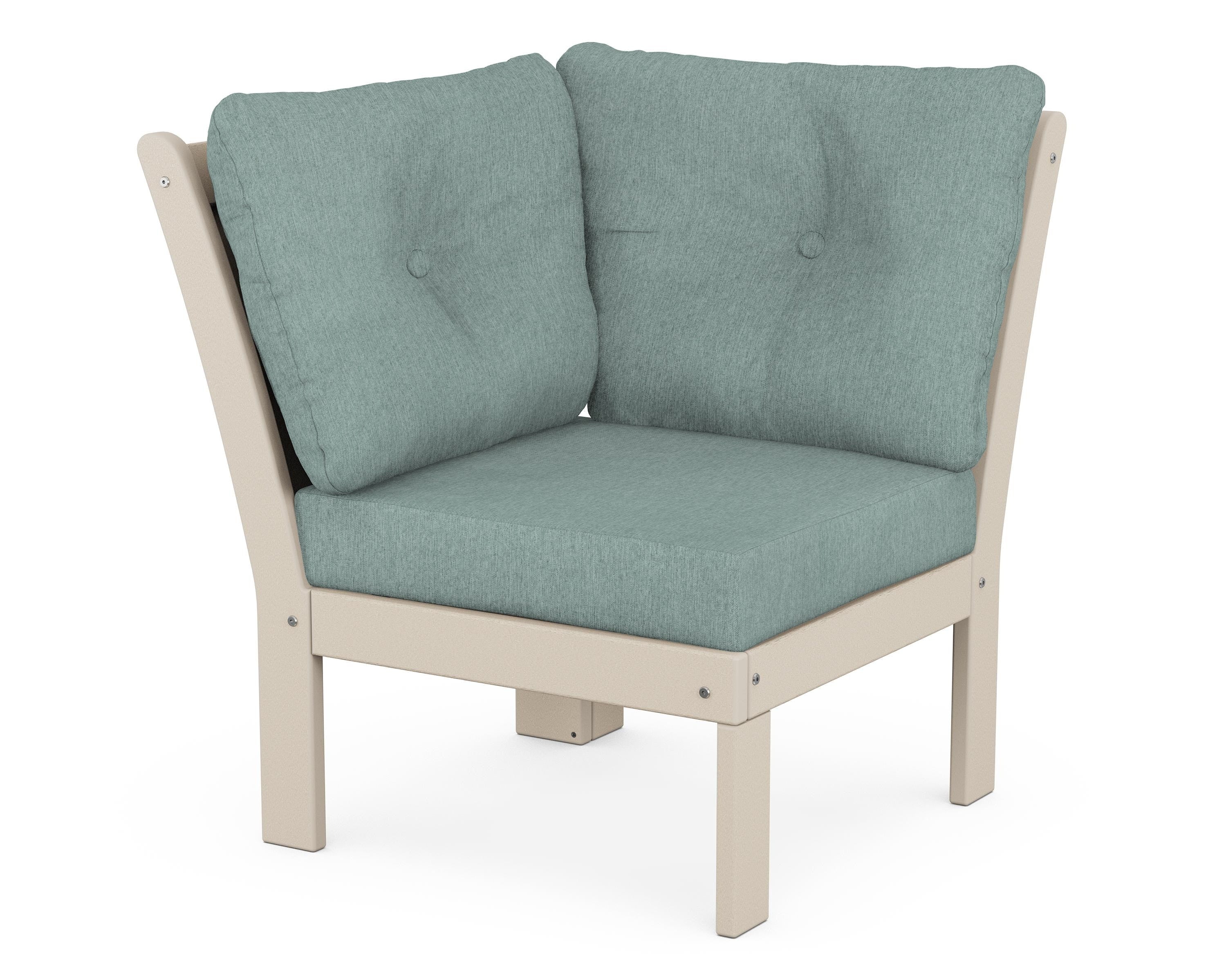 POLYWOOD® Vineyard Modular Corner Chair in Sand / Glacier Spa