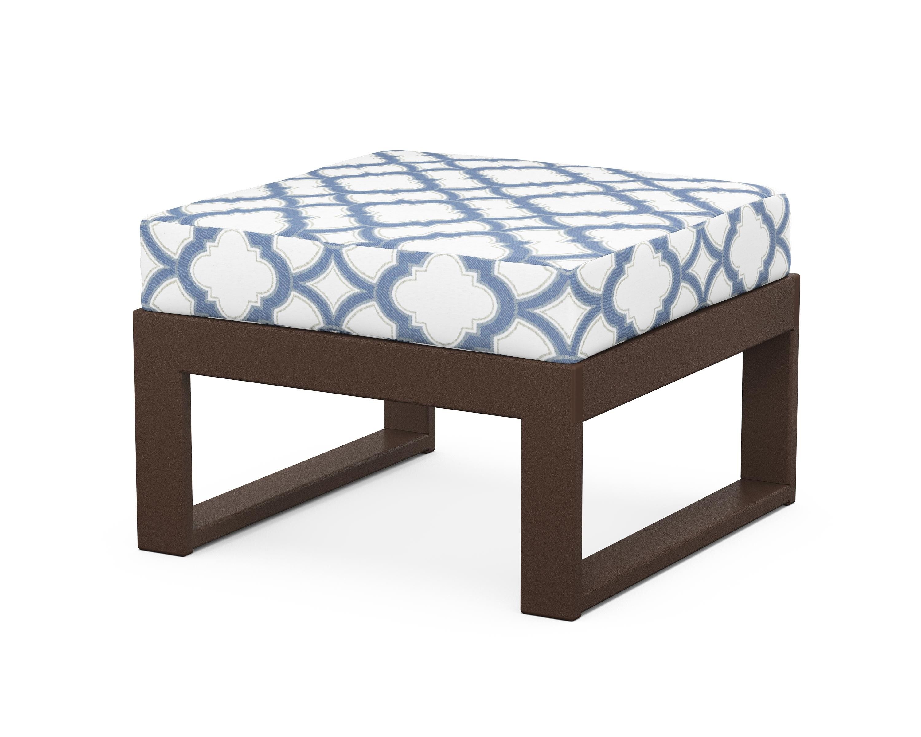 Unbranded Modular Ottoman - Modern in Mahogany / Trellis Sky Blue
