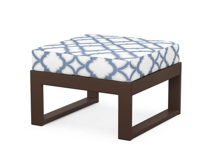 Unbranded Modular Ottoman - Modern in Mahogany / Trellis Sky Blue
