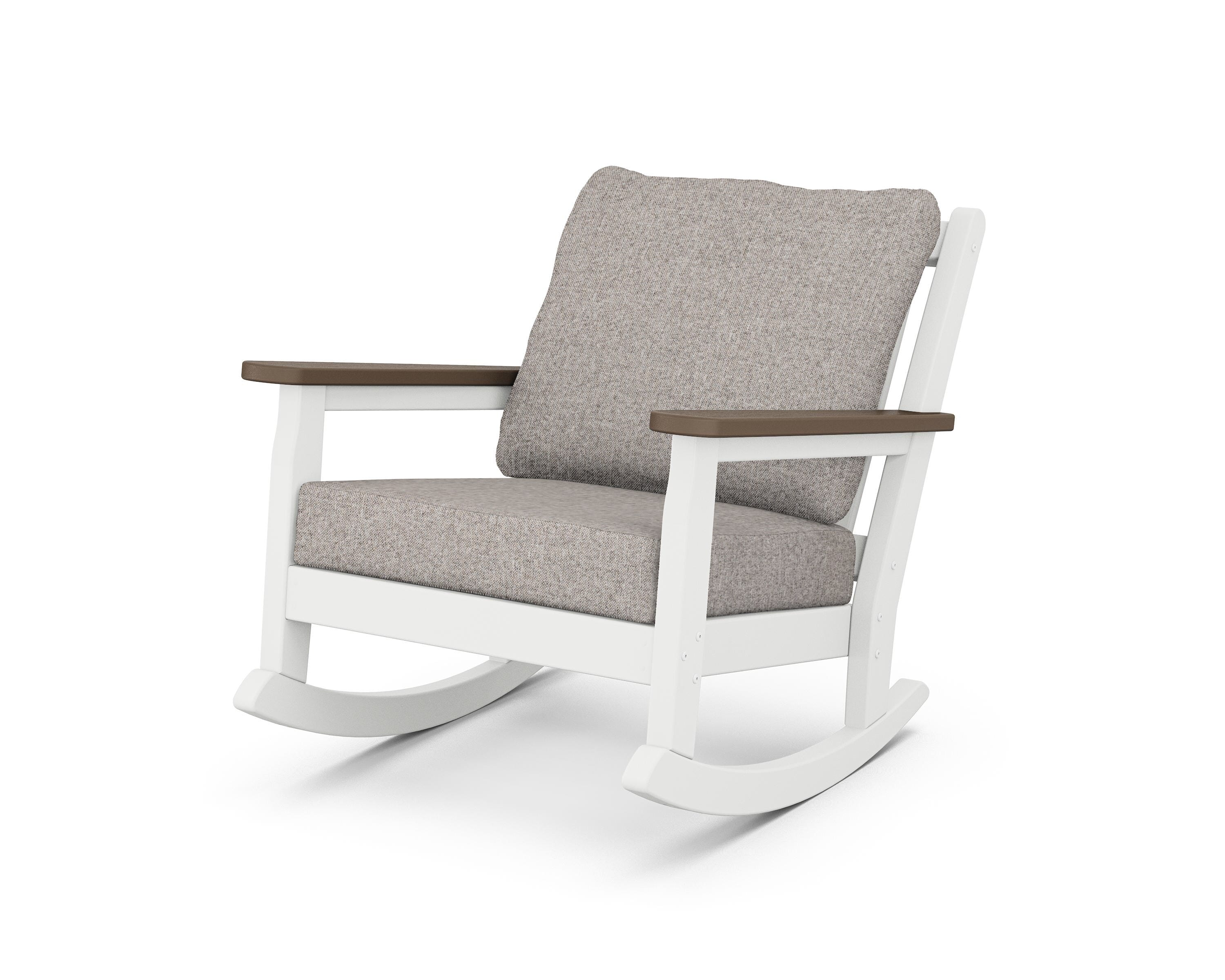 POLYWOOD® Chippendale Deep Seating Rocking Chair in White / Kona / Weathered Tweed