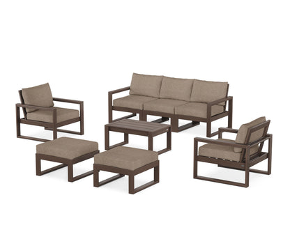 POLYWOOD® EDGE Sectional 8-Piece Lounge Sofa Set in Mahogany / Spiced Burlap