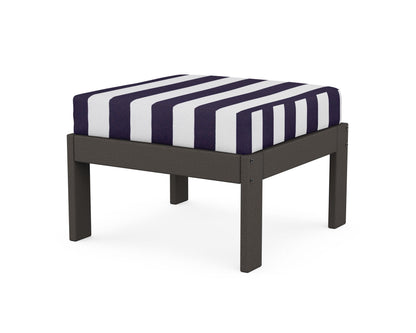 POLYWOOD® Vineyard Modular Ottoman in Vintage Coffee / Cabana Stripe Navy