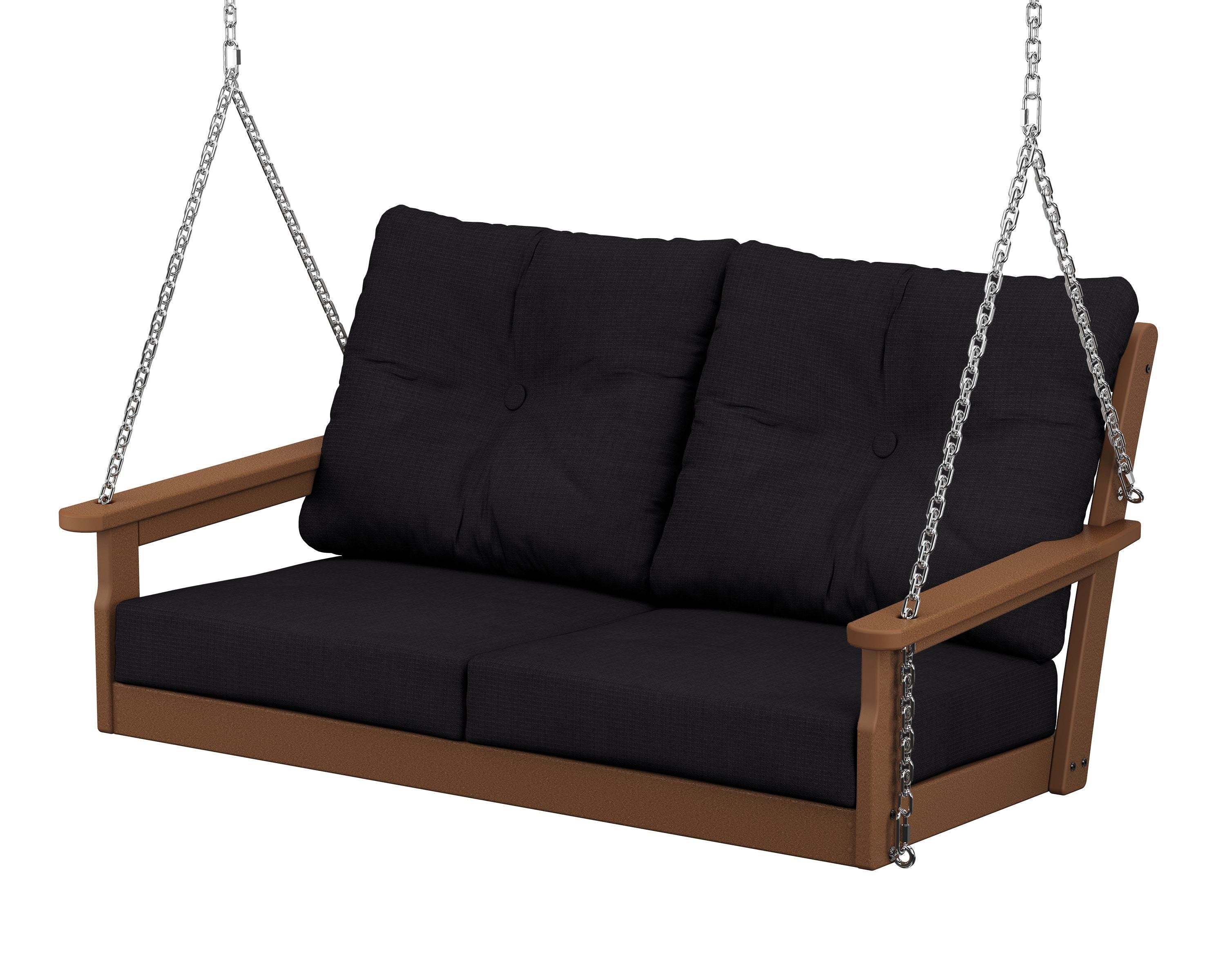 POLYWOOD® Vineyard Deep Seating Swing in Teak / Midnight Linen