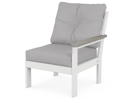POLYWOOD® Vineyard Modular Right Arm Chair in White / Driftwood / Granite