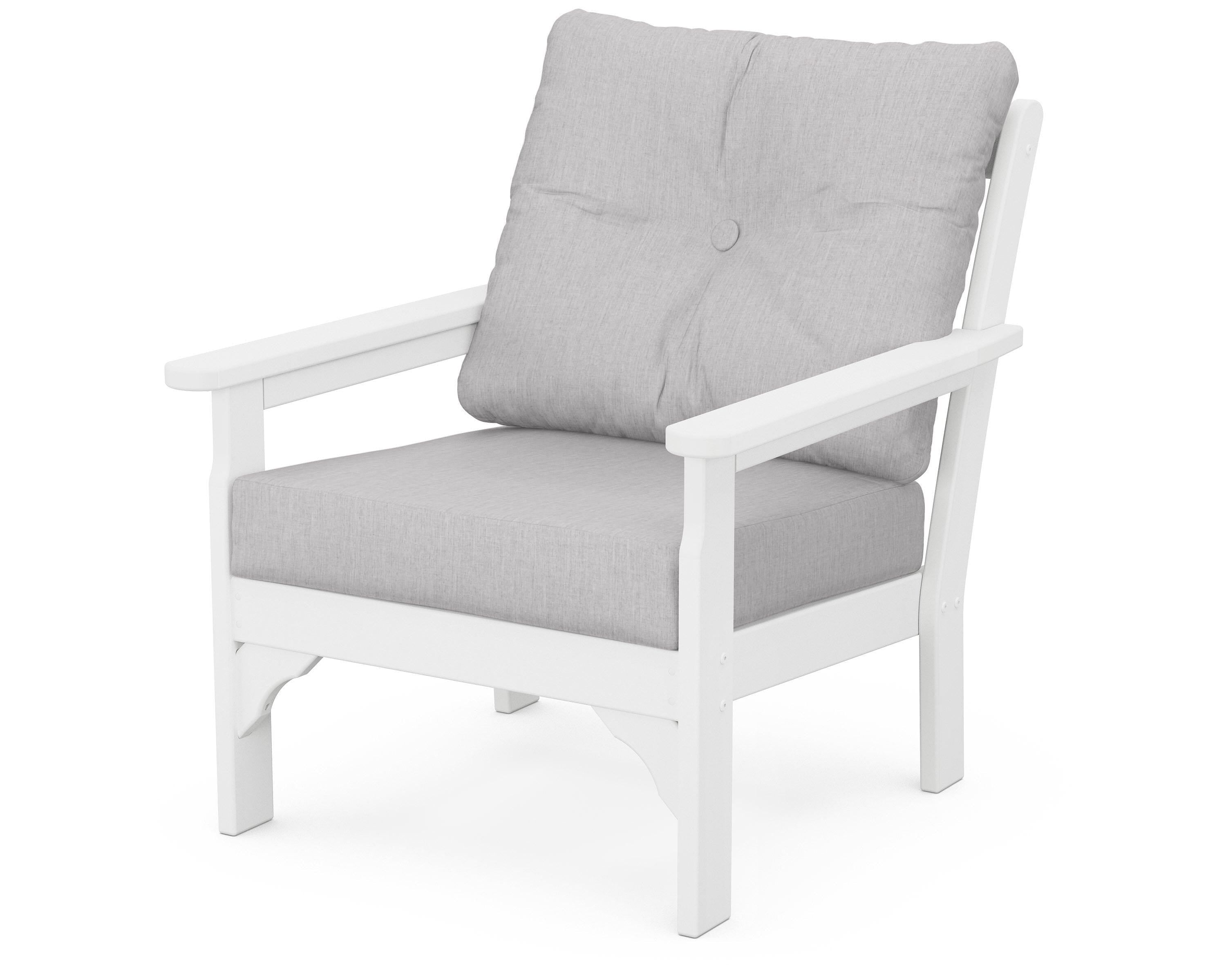POLYWOOD® Vineyard Deep Seating Chair in White / Granite