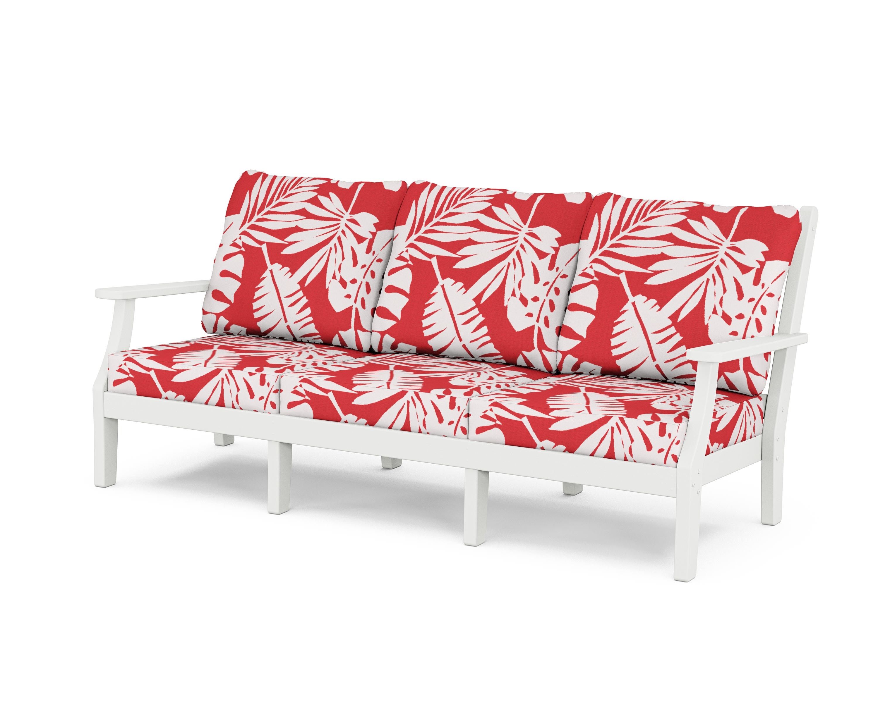 Country Living Wovendale Deep Seating Sofa in White / Leaf Crimson
