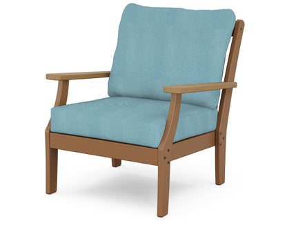 POLYWOOD® Braxton Deep Seating Chair in Teak / Natural / Lattice Sky Blue