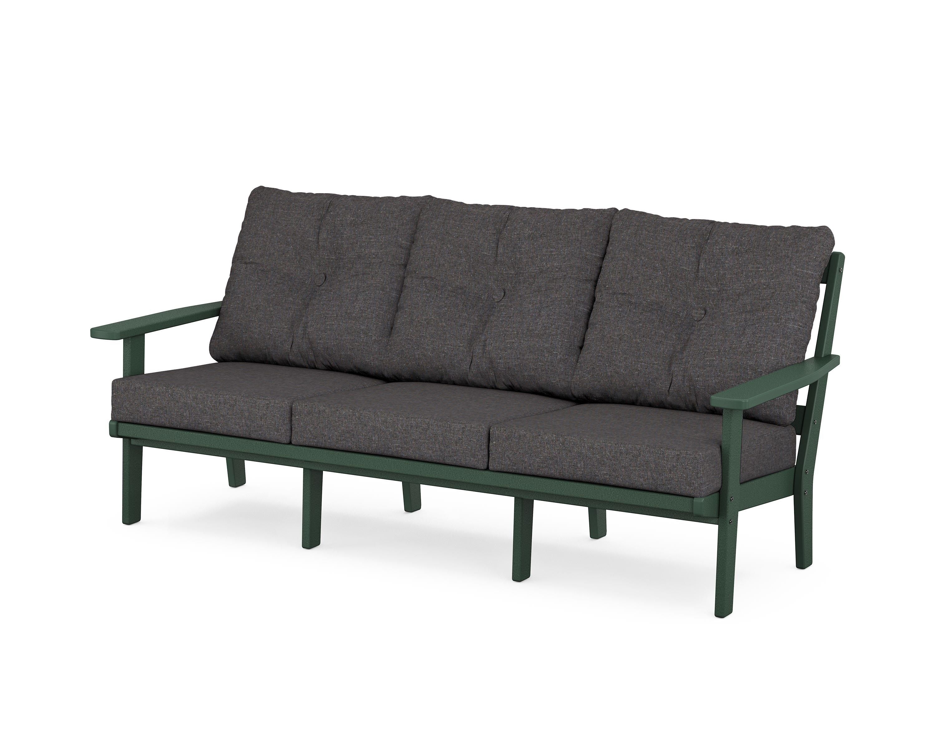 POLYWOOD® Oxford Deep Seating Sofa in Green / Ash Charcoal